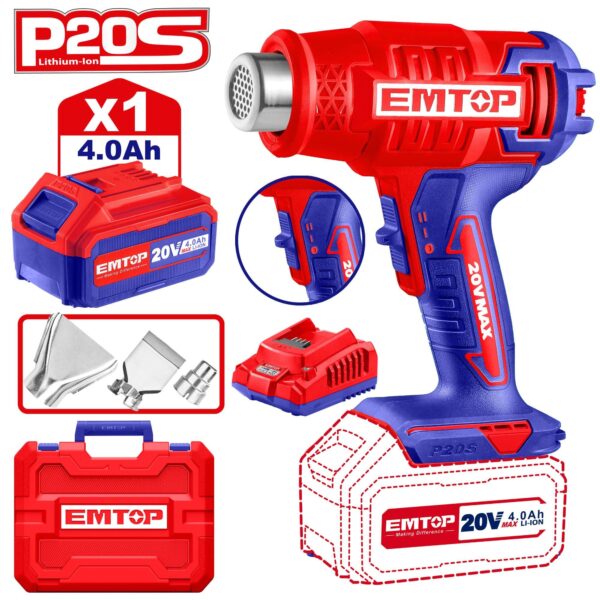Pistolet thermique sans fil 20 V -EMTOP - EHGN200215